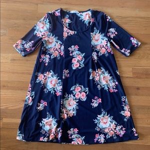 Navy Floral Swing Dress